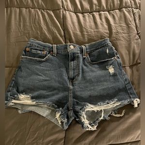 High rise denim shorts